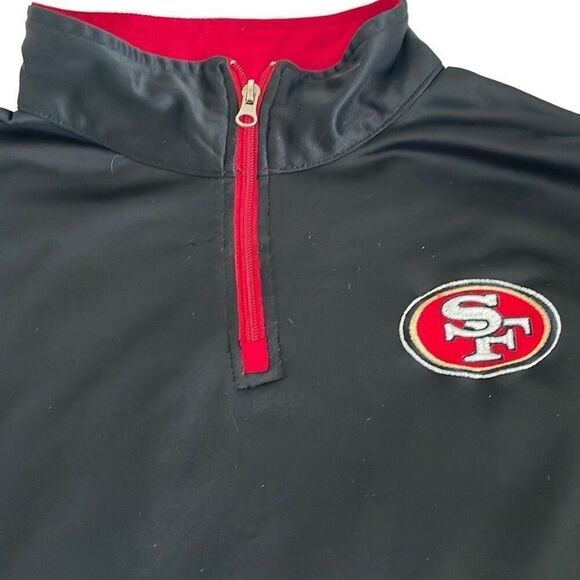 EUC NFL SF 49ers Black Red Mock Turtle 1/2 Zip Long Sleeve Top/Jacket - XLT (Tal - Picture 2 of 7